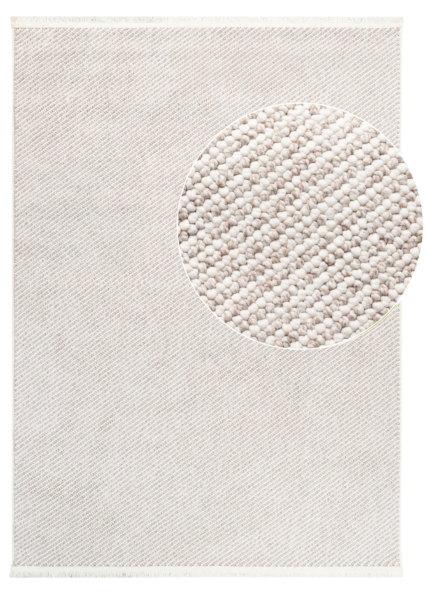 Teppich Agra Beige mit Weißen Fransen