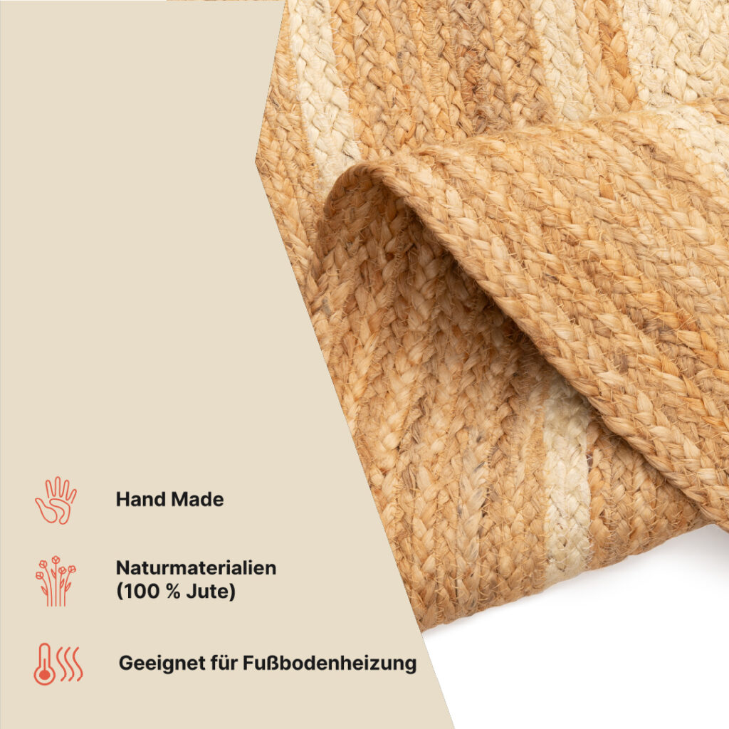 Juteteppich Rund Mehrfarbig