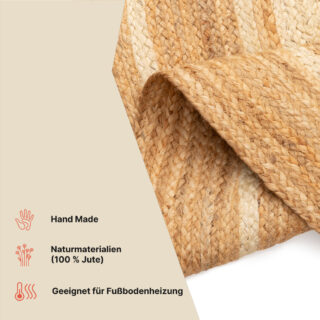 Juteteppich Rund Mehrfarbig