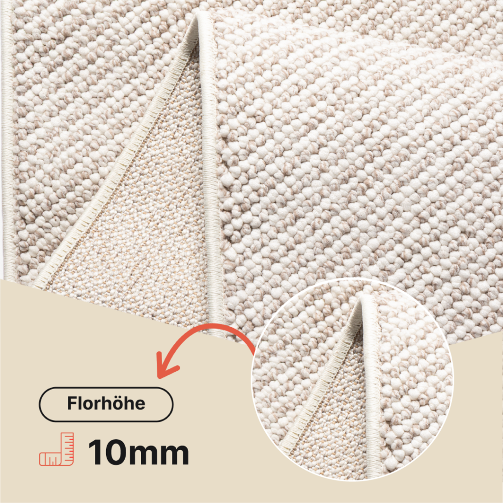 Teppich Agra Beige mit Weißen Fransen