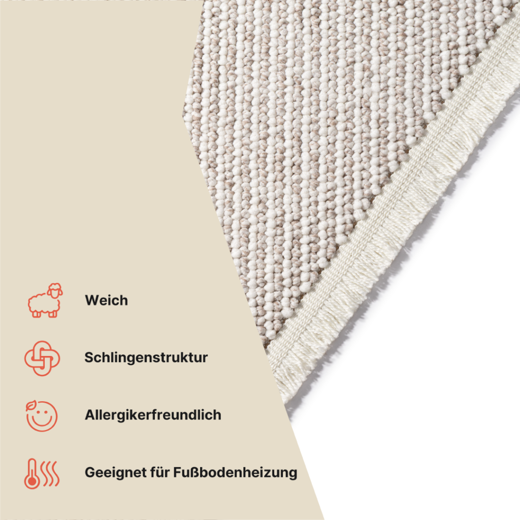Teppich Agra Beige mit Weißen Fransen