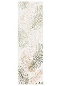 Teppichläufer Crystal Beige Grün Blätter Meterware