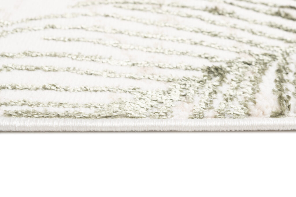 Teppichläufer Crystal Beige Grün Blätter Meterware