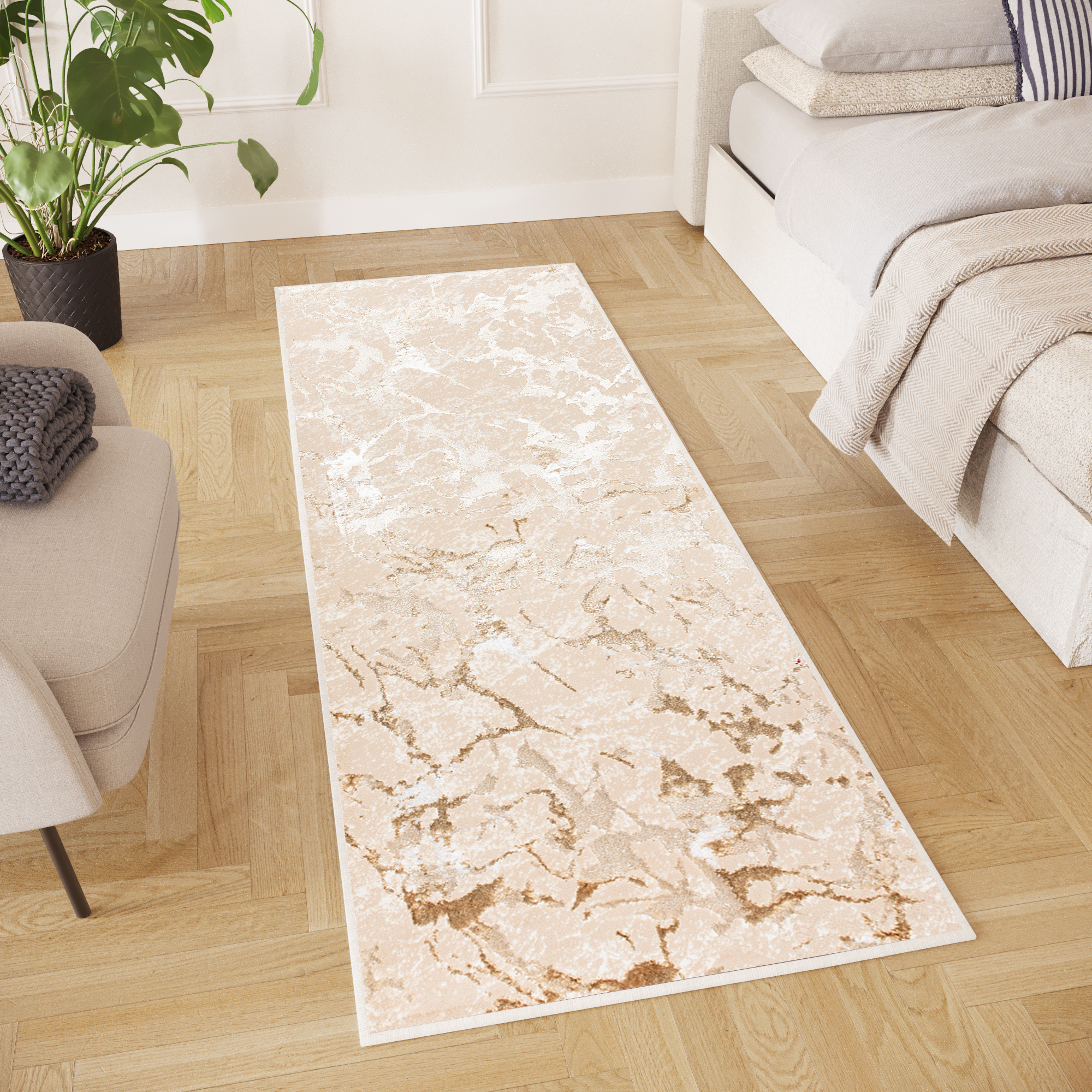 Teppichläufer Crystal Beige Braun Abstrakt Meterware