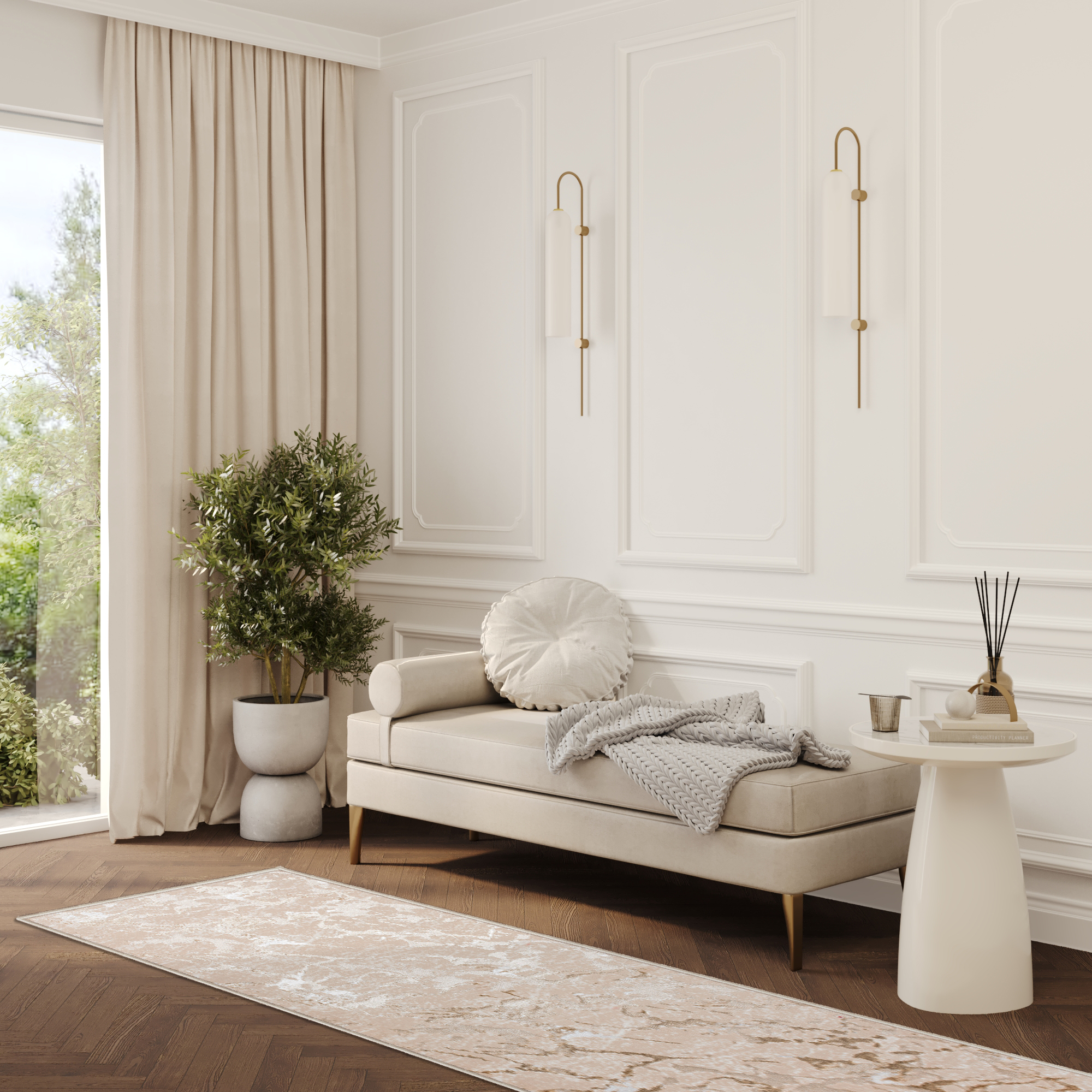 Teppichläufer Crystal Beige Braun Abstrakt Meterware