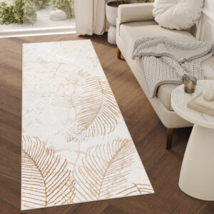 Teppichläufer Crystal Beige Blätter Meterware