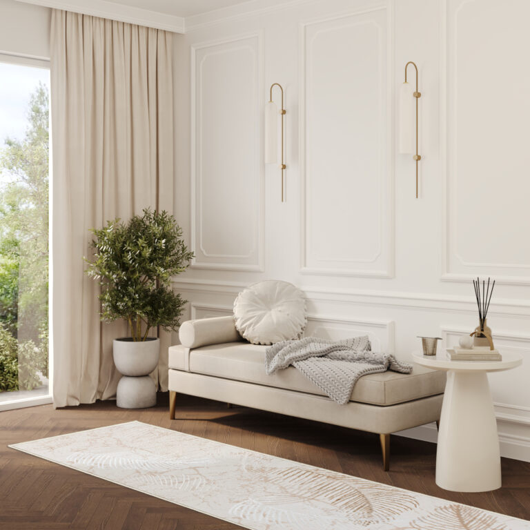 Teppichläufer Crystal Beige Blätter Meterware