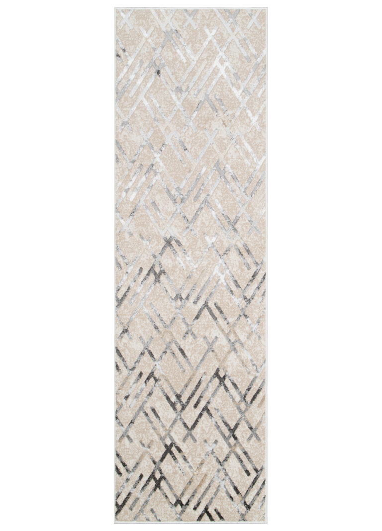 Teppichläufer Crystal Grau Beige Rauten Meterware