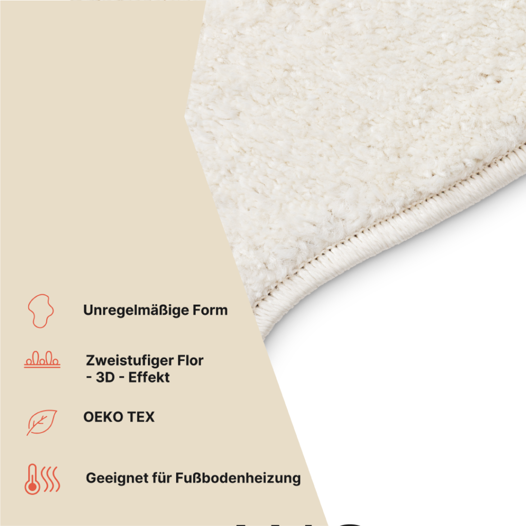 Teppich Terra Creme Welle Unregelmäßige Form