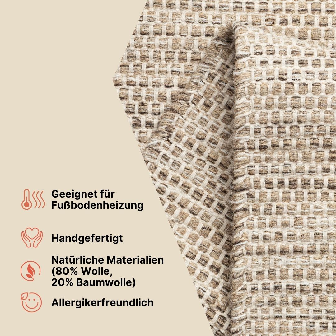 Teppich Wolle Loni Weiß