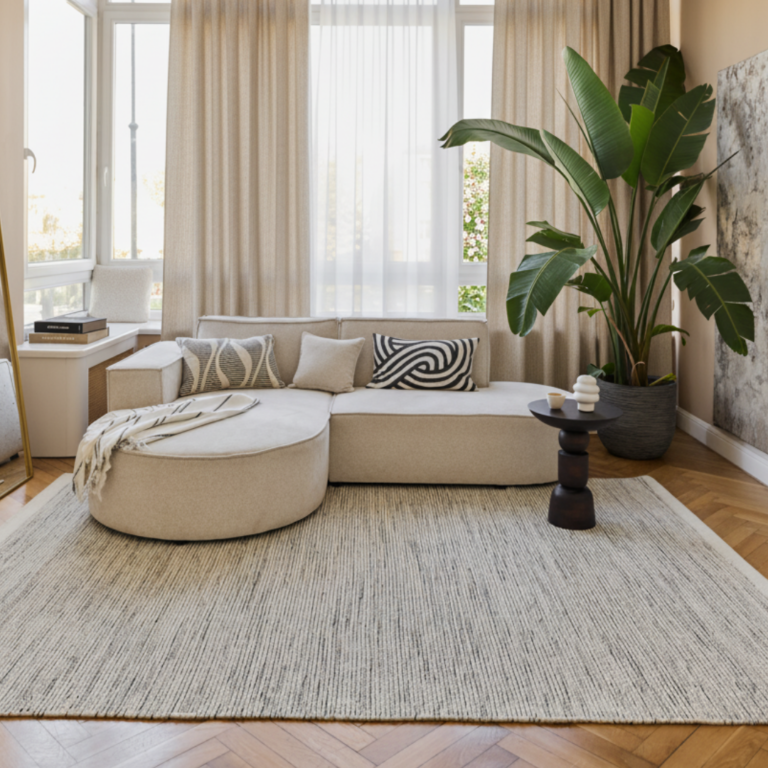 Teppich Wolle Loni Beige