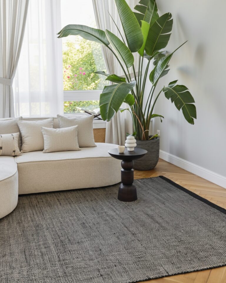 Teppich Wolle Loni Schwarz