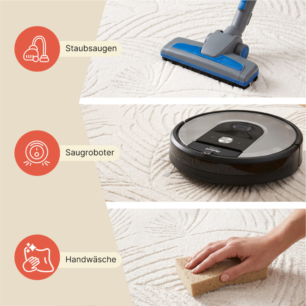 Teppich Terra Creme Palmblätter