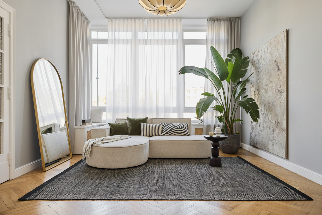 Teppich Wolle Loni Schwarz