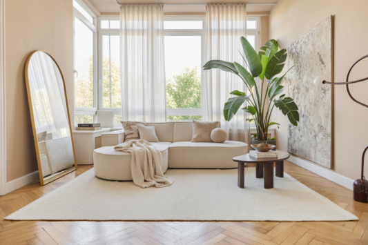 Teppich Wolle Loni Weiß