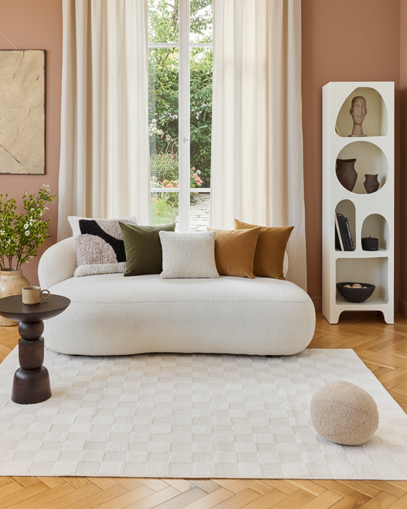 Teppich Terra Creme Karo