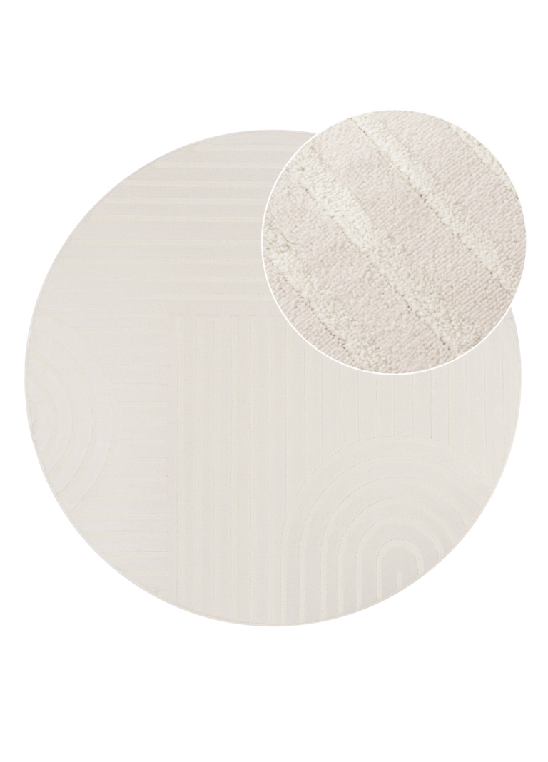 Teppich Hygge Rund Gebrochenes Weiß Geometrisch