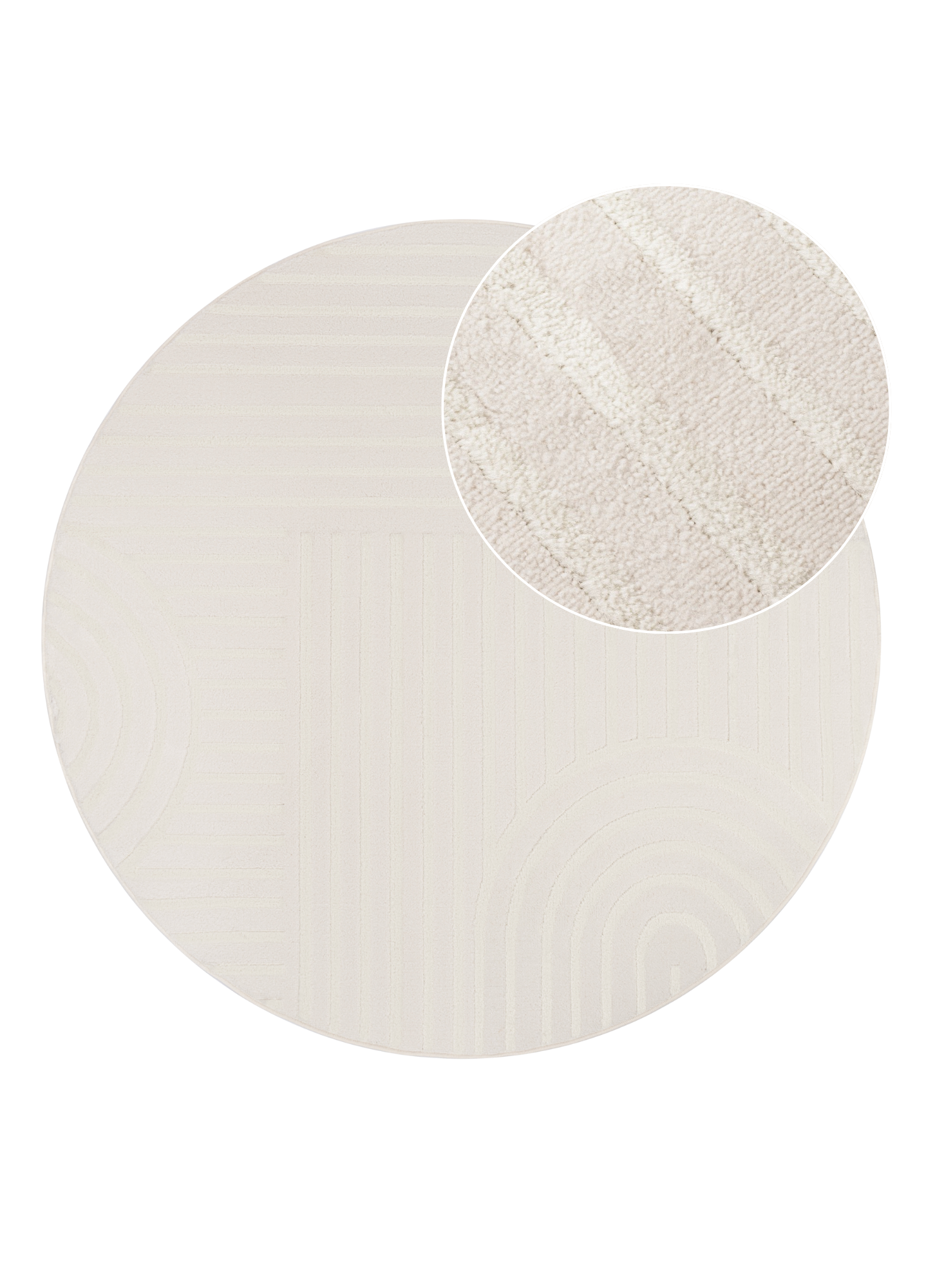 Teppich Hygge Rund Gebrochenes Weiß Geometrisch