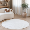 Teppich Hygge Rund Gebrochenes Weiß Linien