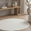 Teppich Hygge Rund Gebrochenes Weiß Streifen