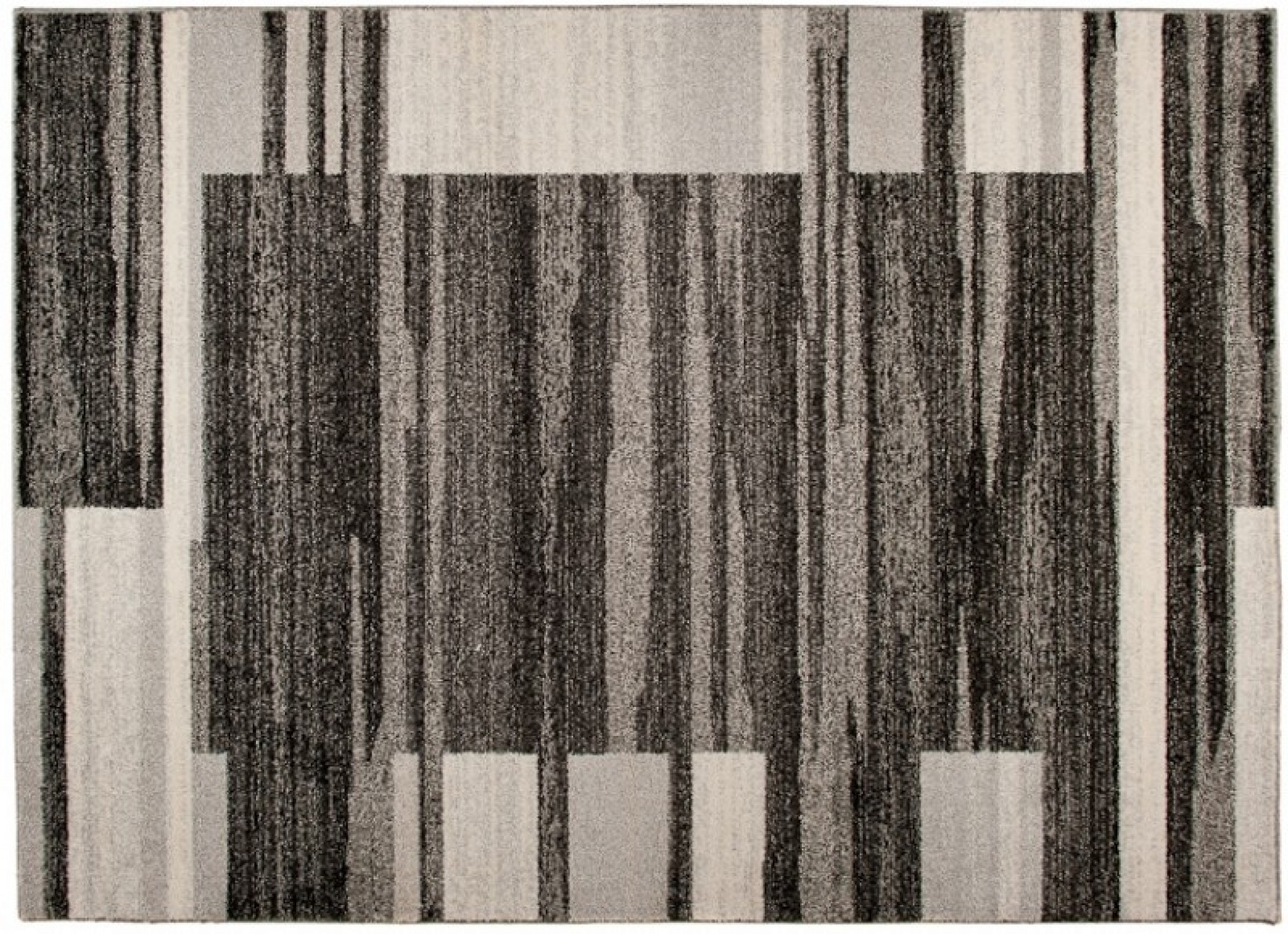 Teppich Sari Anthrazit Beige Rahmen