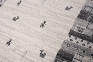 Teppich Sari Grau Creme Ethnisch Rahmen