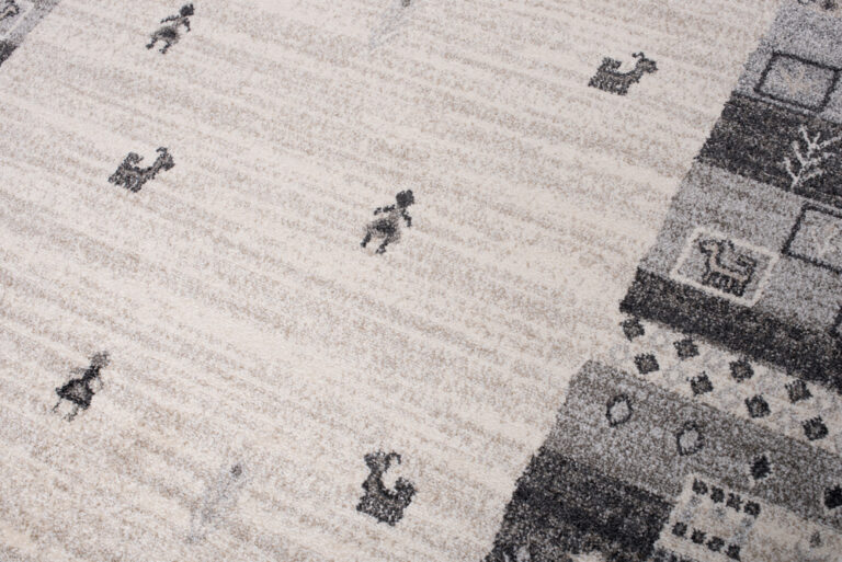 Teppich Sari Grau Creme Ethnisch Rahmen