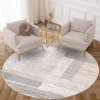 Teppich Crystal Rund Grau Beige Creme Streifen