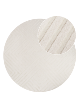 Teppich Hygge Rund Gebrochenes Weiß Rauten