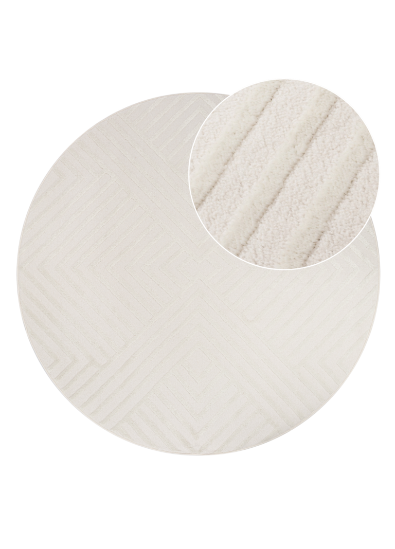 Teppich Hygge Rund Gebrochenes Weiß Rauten