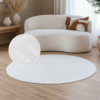 Teppich Hygge Rund Gebrochenes Weiß Linien