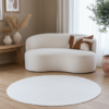 Teppich Hygge Rund Gebrochenes Weiß Linien