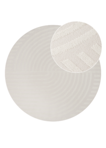 Teppich Hygge Rund Gebrochenes Weiß Linien