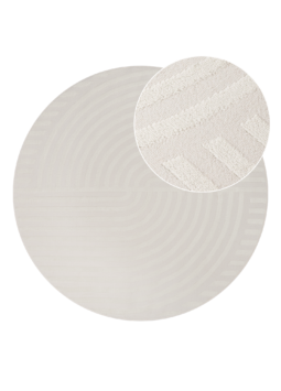 Teppich Hygge Rund Gebrochenes Weiß Linien