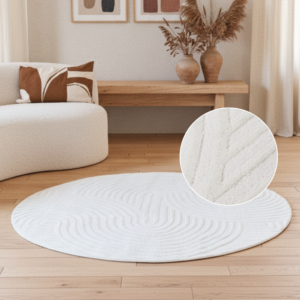 Teppich Hygge Rund Gebrochenes Weiß Modern