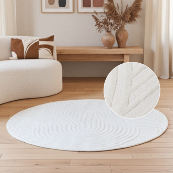 Teppich Hygge Rund Gebrochenes Weiß Modern