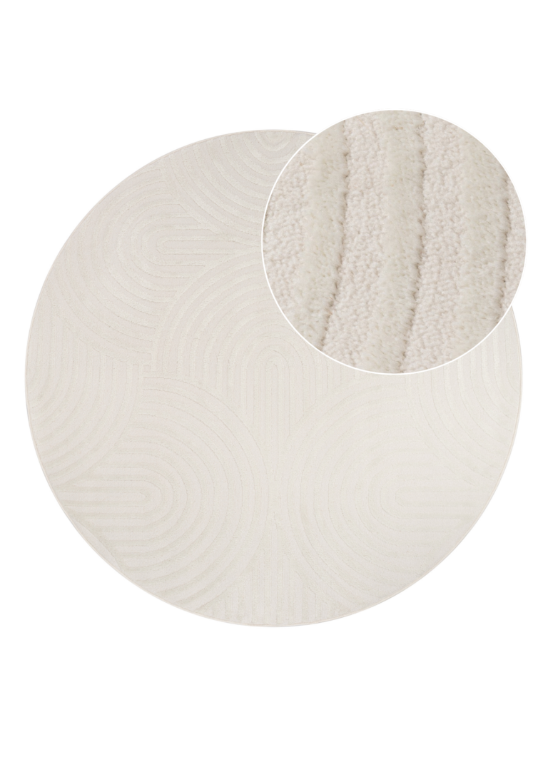 Teppich Hygge Rund Gebrochenes Weiß Ovalen