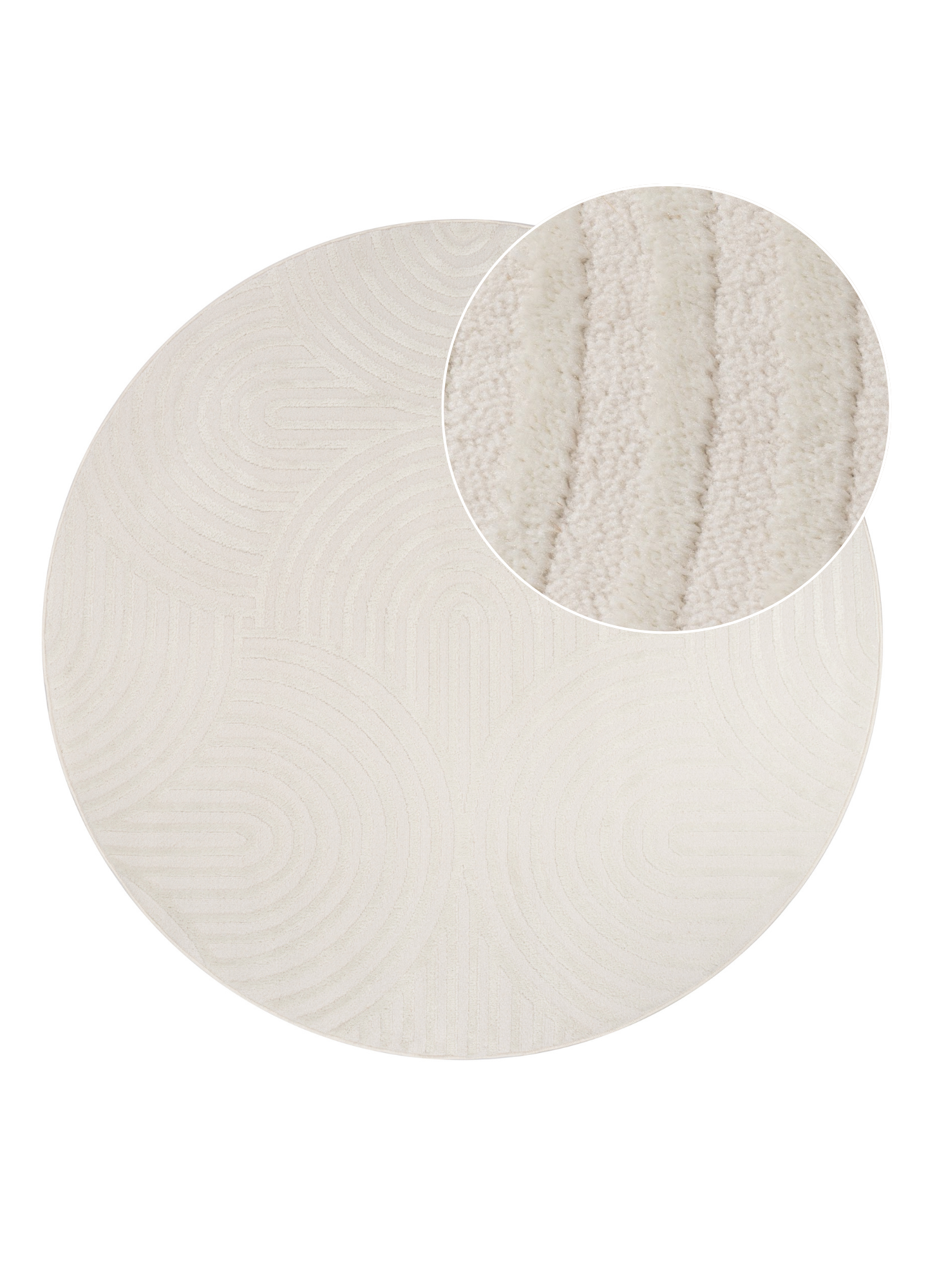 Teppich Hygge Rund Gebrochenes Weiß Ovalen