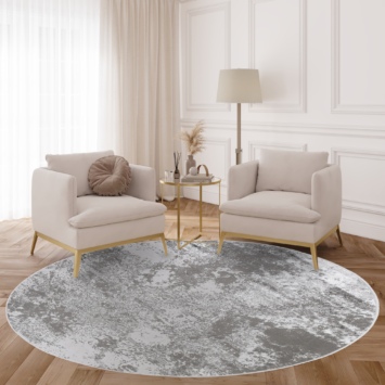 Teppich Crystal Rund Hellgrau Marmor