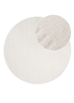 Teppich Hygge Rund Gebrochenes Weiß Streifen