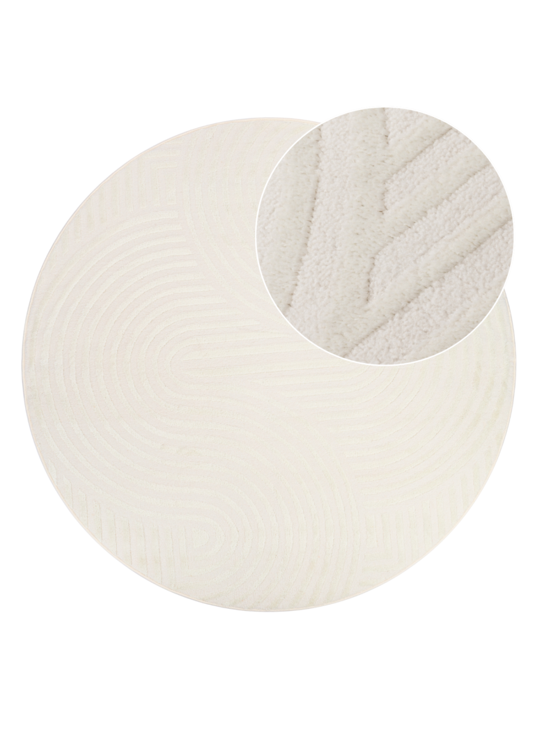 Teppich Hygge Rund Gebrochenes Weiß Modern