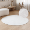 Teppich Hygge Rund Gebrochenes Weiß Streifen