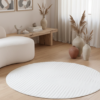 Teppich Hygge Rund Gebrochenes Weiß Streifen