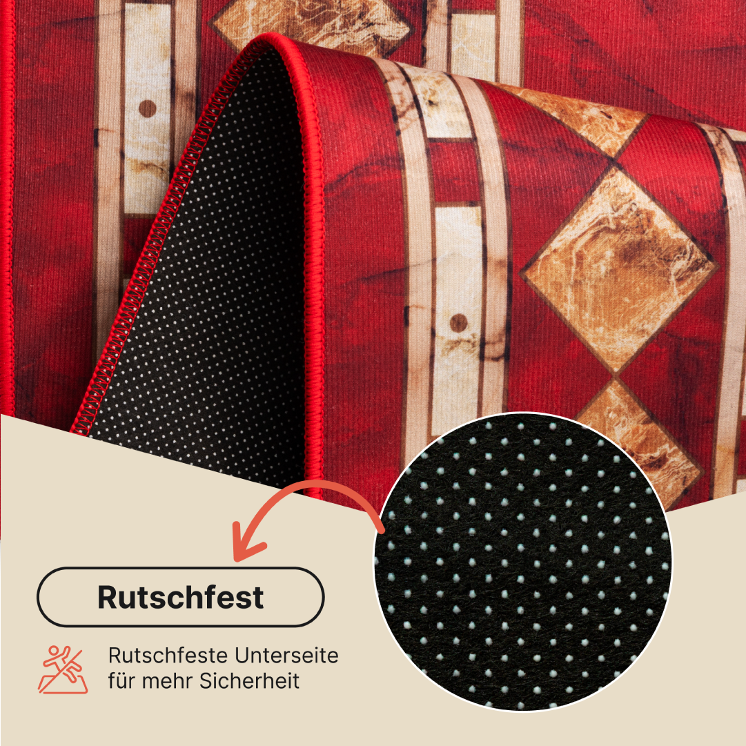 Teppich Nora Karminrot Klassisch Rutschfest
