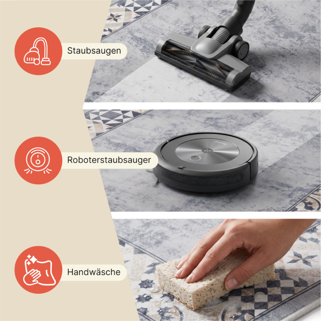 Teppich Nora Grau Beige Rahmen Rutschfest