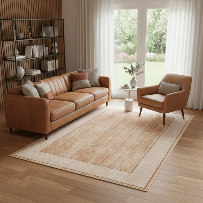 Teppich Nora Braun Rahmen Rutschfest