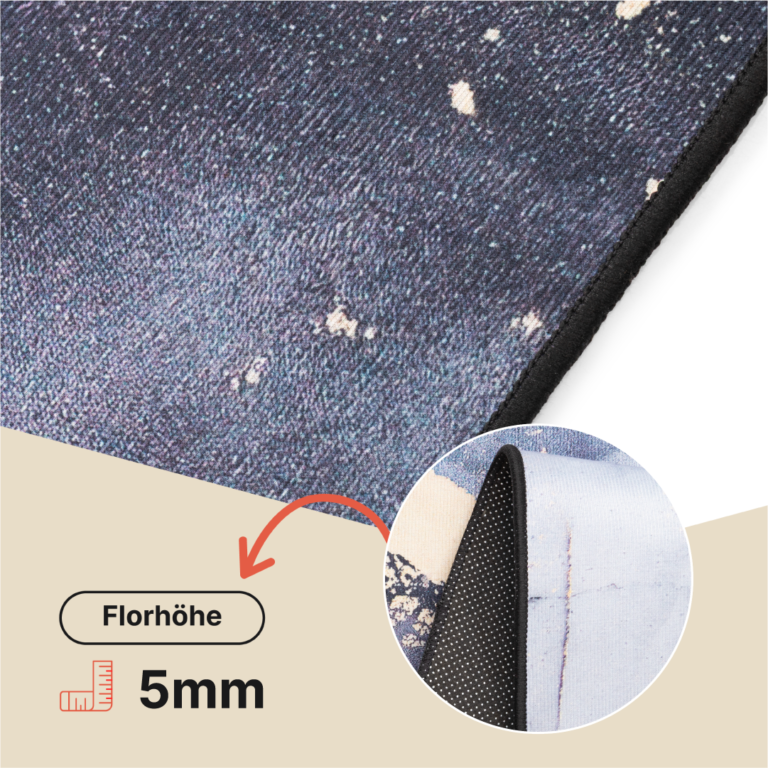 Teppich Nora Grau Marineblau Marmor Rutschfest
