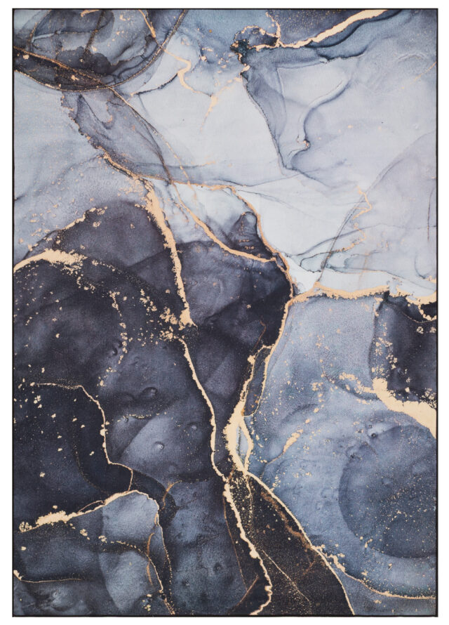 Teppich Nora Grau Marineblau Marmor Rutschfest