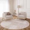 Teppich Crystal Rund Beige Braun Creme Streifen
