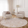 Teppich Crystal Rund Braun Creme Beige Linien